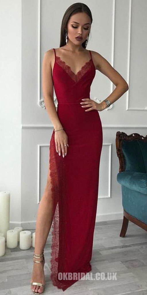 New Arrival Mermaid Jersey Sexy Slit Lace Cheap Prom Dresses, FC1936