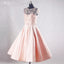 Cap Sleeve A Line Pearls Beading Knee Length Peach Pink Short Homecoming Dresses,220029