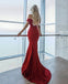 Off Shoulder Mermaid Backless Jersey Simple Prom Dress, FC1567