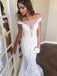 Long Lace Off Shoulder Bridal Dress, SexyTulle Floor-Length Mermaid Wedding Dress, LB0548