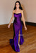 Charming Purple Mermaid Sparkle Sexy Slit Long Backless Prom Dresses, OB103