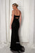 Spaghetti Straps Black Mermaid Sequin Backless Prom Dresses, OB108