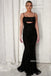 Spaghetti Straps Black Mermaid Sequin Backless Prom Dresses, OB108
