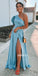 A-line One-shoulder Slit Soft Satin Bridesmaid Dress, FC7051