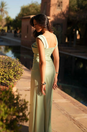 Gorgeous Mermaid Side Slit Long Soft Satin Bridesmaid Dress, FC7054
