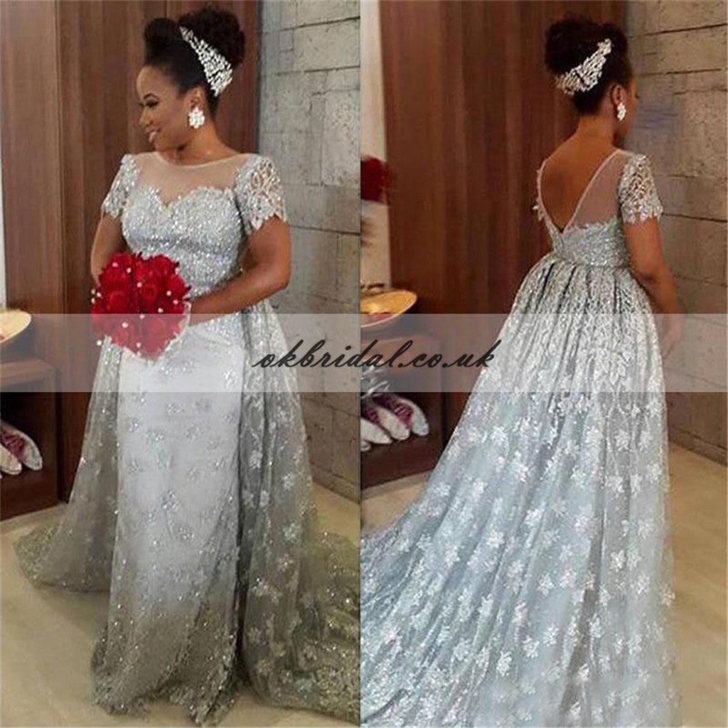 Lace Wedding Dress, Tulle Wedding Dress, Vintage Bridal Dress, V-Back Wedding Dress, Floor-Length Wedding Dress, Mermaid Wedding Dress, KX124