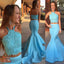 Blue Two Pieces Mermaid Evening Prom Dresses, Sexy Halter Long Party Prom Dress, Custom Long Prom Dresses, Cheap Formal Prom Dresses, 17049