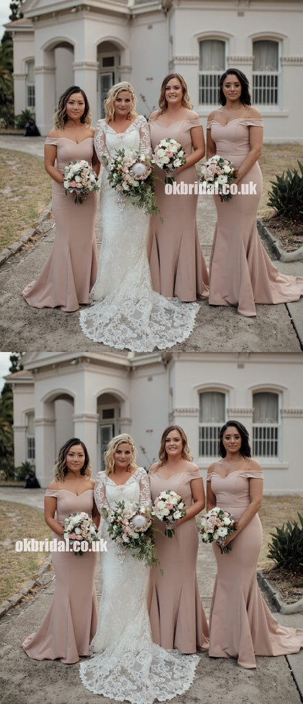 Beautiful Off Shoulder Mermaid Double FDY Backless Bridesmaid Dresses, KX1376