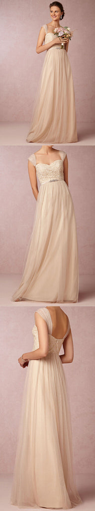 Elegant Off Shoulder Sweet Heart Formal Floor-Length Lace Top Tulle Zipper Back Cheap Bridesmaid Dresses For Wedding, WG19