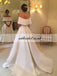 Satin Off Shoulder Wedding Dress, A-Line Simple Design Wedding Dress, KX178