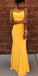 Bright Yellow Jersey Backless Sheath Simple Prom Dresses, FC1851