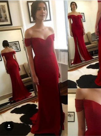 Off Shoulder Red Mermaid Evening Prom Dresses, Long Sweetheart Neckline Party Prom Dress, Custom Long Prom Dresses, Cheap Formal Prom Dresses, 17072