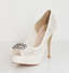 High Heels Fish Toe Ivory Lace Sexy Wedding Bridal Shoes With Tow, S021