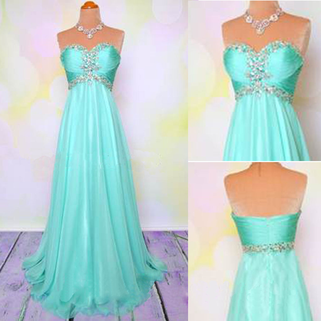 On Sale Junior Pretty Blue Sweet Heart A Line Cheap Long Prom Dresses, WG215