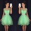 High Quality Green Short Homecoming Dresses Off Shoulder Tulle Rhinestone Sexy Cocktail Party Dresses Cheap Homecoming Prom Dresses,220025
