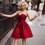 A-line Sweetheart Lace Backless Burgundy Homecoming Dress, FC2569
