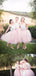 Pretty Junior White Pink Unique Tea Length Wedding Bridesmaid Dresses, WG318