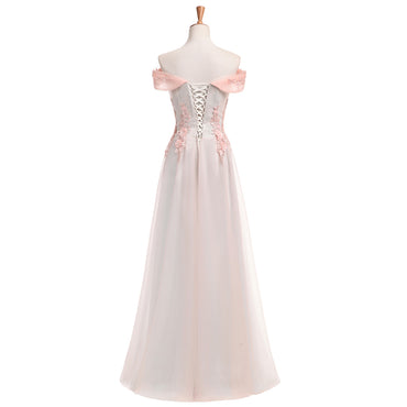 A-Line Prom Dresses, Tulle Sequin Evening Dresses, Applique Lace Prom Dresses, LB0325