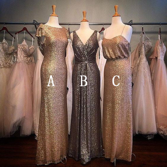 Charming Popular Sequin Mismatched Long Wedding Bridesmaid Dresses, WG327