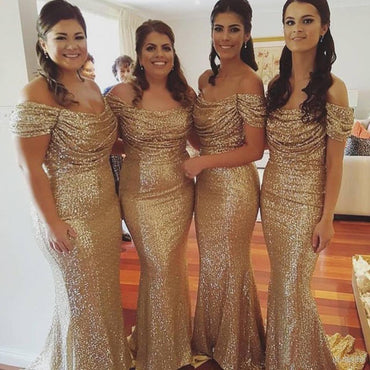 Off Shoulder Sequin Sexy Popular Cheap Long Wedding Bridesmaid Dresses, WG355