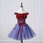 Off Shoulder Tulle Homecoming Dress, Applique Sleeveless Homecoming Dress, LB0395