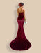 Sweet Heart Prom Dress, Velvet Prom Dress, Mermaid Prom Dress, Sexy Prom Dress, Backless Prom Dress, Floor-Length Party Dresses, KX39