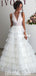 A-line Tulle V-neck Sexy Open-Back Floor-Length Simple Wedding Dresses, FC4069