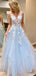 Gorgeous Different Color A-line Tulle Sleeveless V-neck Long Lace Prom Dress, FC4531