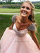 V-Neck Prom Dress, Tulle Prom Dress, A-Line Prom Dress, Beaded Prom Dress, V-Back Prom Dress, KX47