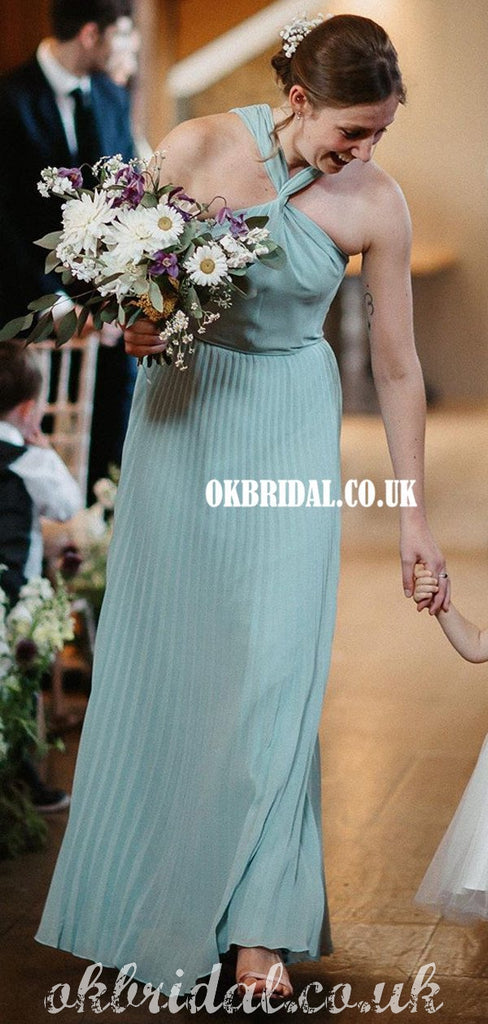 Newest Halter A-line Chiffon Floor-length Simple Bridesmaid Dress, FC5000