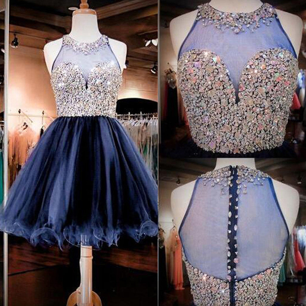 Blue off shoulder gorgeous see through tulle Bohemian charming homecoming prom dress,BD0053