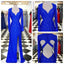 Long Sleeves Royal Blue Open Back Side Slit Long Prom Dress, WG574