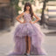 Round Neckline Hi-low Light Purple Tulle Lace Flower Girl Dresses, Little Girl Dresses, FG068