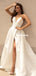 A-line Satin Backless V-neck Sexy Slit Beach Wedding Dresses, FC6078