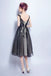 Sleeveless Applique Homecoming Dress, Tulle Tea-Length Homecoming Dress, LB0703