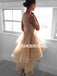 High-Low Lace Homecoming Dress, Organza Sleeveless Homecoming Dress, KX754