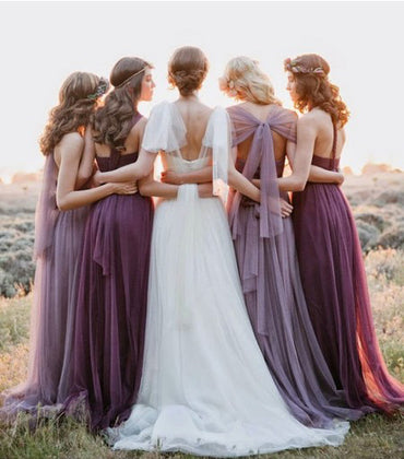 Long Mismatched Bridesmaid Dress, Chiffon Convertible Bridesmaid Dress, LB0758