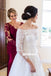 Off Shoulder Long Sleeve Wedding Dress, Lace A-Line Tulle Applique Wedding Dress, KX783