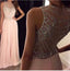 See Through Evening Party Prom Dresses,  Blush pink prom Dress, Beaded Prom Dress, Sexy Evening Prom Dresses, 17007