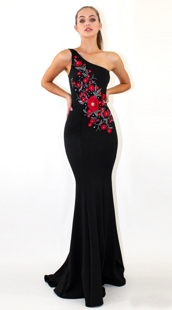 Mermaid One-Shoulder Prom Dresses, Applique Prom Dresses, Sleeveless Prom Dress, LB0815