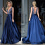 Long Prom Dresses, Satin Prom Dresses, Deep V-Neck Prom Dresses, Beading Prom Dresses, Sexy Prom Dress, Floor-length Prom Dress, LB0862