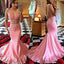 Pink Lace Mermaid Evening Prom Dresses, Long See Through Party Prom Dress, Custom Long Prom Dress, Cheap Party Prom Dress, Formal Prom Dress, 17031