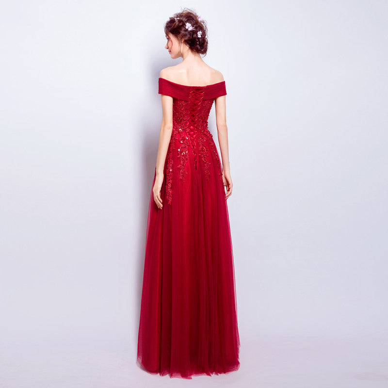 2017 Lace Full-length Wedding Dresses,Off the Shoulder Sequin Applique Charming Wedding Dresses,220010