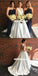 Charming V-Neck Satin Wedding Dress, A-Line White Open-Back Sleeveless Wedding Dress, LB0952