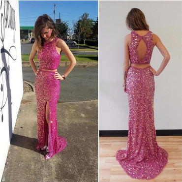 Two Pieces Prom Dresses,Sparkle Prom Dresses,Side Slit Prom Dresses,Open Back Prom Dresses,Party Dresses ,Cocktail Prom Dresses ,Evening Dresses,Long Prom Dress,Prom Dresses Online,PD0180