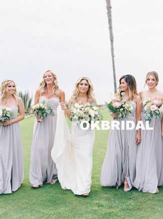 Sweet Heart Backless Chiffon Bridesmaid Dress, Cheap Slit A-Line Bridesmaid Dress, KX970