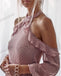Dusty Pink Lace Homecoming Dresses,Chiffon Open-Back Homecoming Dresses, KX1512