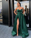 Sweetheart A-Line Satin Backless Slit Long Prom Dresses, FC2125