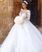Luxury Lace White A-Line Wedding Dress, Charming Long Sleeve Tulle Wedding Dress, KX1627