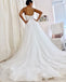 Spaghetti Straps Lace Top Organza Wedding Dresses, Tulle A-Line V-Neck Wedding Dresses, FC676